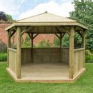 13'x12' (4x3.5m) Luxury Wooden Garden Gazebo with Timber Roof - Seats up to 15 people