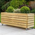 3'11 x 1'4 Forest Linear Long Wooden Garden Planter with Wheels (1.2m x 0.4m)
