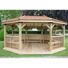 17'x12' (5.1x3.6m) Premium Oval Furnished Wooden Garden Gazebo with New England Cedar Roof - Seats u