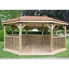 17'x12' (5.1x3.6m) Premium Wooden Garden Gazebo with New England Cedar Roof - Seats up to 22 people