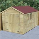 12' x 8' Forest Timberdale 25yr Guarantee Tongue & Groove Pressure Treated Double Door Combination Apex Shed (3.65m x 2.52m)