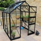 6' x 6' Halls Cotswold Burford Small Greenhouse in Black with Toughened Glass (1.94m x 1.94m)