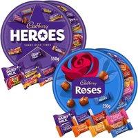 Cadbury Heroes & Roses Chocolate Tubs 550g (Bundle of 2)