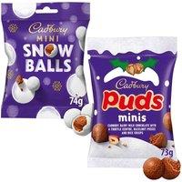 Cadbury Mini Snow Balls & Mini Puds Chocolate Bags Bundle
