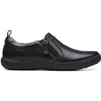 Ladies Clarks 'Nalle Lilac' Black Leather Casual Shoes - E Fitting