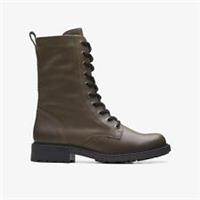 Clarks Womens Orinoco 2 Style Dark Olive Leather Ankle Boots Leather Casual