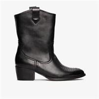 Clarks Womens Octavia Up Black Leather Mid Calf Boots Leather Casual