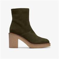Clarks Womens Colden Up Dark Green Suede Ankle Boots Suede Casual