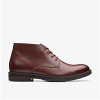 Clarks Mens Paulson Mid Mahogany Leather Ankle Boots Leather Casual