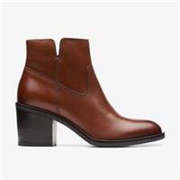 Clarks Womens Valvestino Lo Dark Tan Leather Ankle Boots Leather Casual