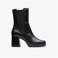 Clarks Womens Pique Up Black Leather Ankle Boots Leather Casual