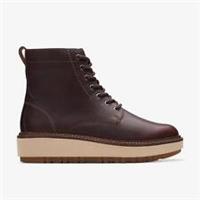 Clarks Womens Orianna W Lace Dark Brown Leather Ankle Boots Leather Casual