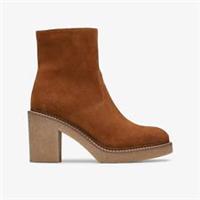 Clarks Womens Colden Up Dark Tan Suede Ankle Boots Suede Casual
