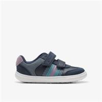 Clarks Girls Flash Band Toddler Navy Leather Shoes Leather Casual