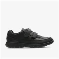 Clarks Boys Venture Walk Kid Black Leather Shoes Leather School