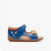 Clarks Boys Zora Rex Toddler Blue Leather Flat Sandals Leather Casual