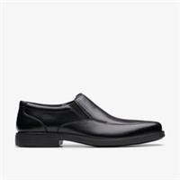 Clarks Mens Bolton Free II Black Slip Ons Leather Smart
