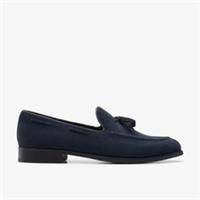 Clarks Mens Craft Arlo Trim Navy Suede Loafers Suede Smart
