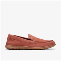 Clarks Mens Flexway Step Red Suede Slip Ons Suede Casual