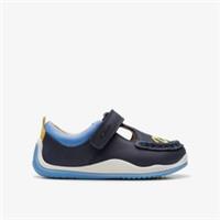 Clarks Kids Unisex,Girls,Boys Noodle Shine Toddler Navy T Bar Shoes Leather