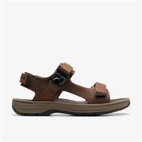Clarks Mens Saltway Trail Dark Brown Leather Flat Sandals