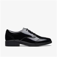 Clarks Girls Sami Walk Youth Black Patent Brogues Patent School