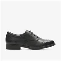 Clarks Girls Sami Walk Youth Black Leather Brogues Leather School