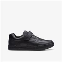 Clarks Boys Fawn Lay Older Black Leather Shoes Leather School