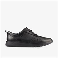 Clarks Boys Scape Track Youth Black Leather Shoes Leather School