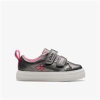 Clarks Girls Nova Teen Toddler Gun Metal Shoes Leather Casual