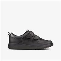 Clarks Boys Scape Flare Kid Black Leather Trainers Leather School