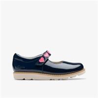 Clarks Girls Crown Hope Kid Navy Bar Shoes Patent Casual