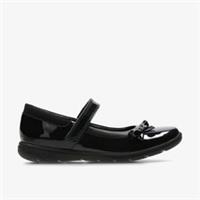 Clarks Girls Venture Star Kid Black Patent Leather Shoes Patent School