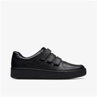Clarks Boys Tor Cup Youth Black Leather Shoes Leather School