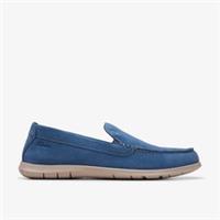 Clarks Mens Flexway Step Light Blue Suede Loafers Suede Casual