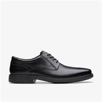 Clarks Mens Wendell Lace II Black Leather Derby Shoes Leather Smart