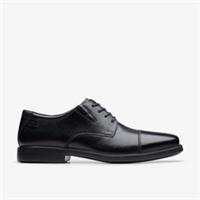 Clarks Mens Cosgrove Cap Black Leather Derby Shoes Leather Smart