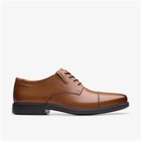 Clarks Mens Cosgrove Cap Dark Tan Leather Derby Shoes Leather Smart