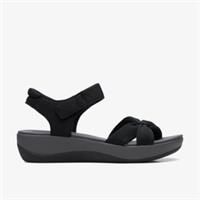Clarks Womens Arla Shore Black Textile Flatforms Textile Casual