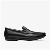 Clarks Mens Finer Sun Black Leather Loafers Leather Smart,Formal