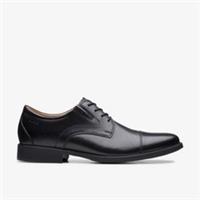 Clarks Mens Whiddon Cap Black Leather Derby Shoes Leather Smart