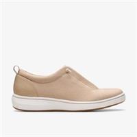 Clarks Womens Brinkley Sky Lace Sand Slip Ons Textile Casual