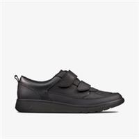 Clarks Boys Scape Flare Youth Black Leather Shoes Leather School