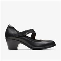 Clarks Womens Emily 2 Mabel Black Leather Heels Leather Smart
