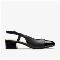 Clarks Womens Marilyn Rose Black Combination Heels Leather Smart