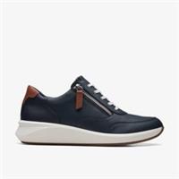 Clarks Womens Un Rio Zip Navy Combination Trainers Leather Sports
