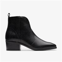 Clarks Womens Amser Izzy Black Interest Ankle Boots Leather Casual