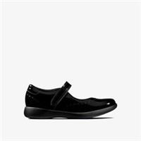 Clarks Girls Etch Craft Kid Black Patent Bar Shoes Patent School