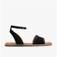 Clarks Womens Maritime May Black Suede Flat Sandals Suede Casual