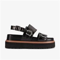 Clarks Womens Orianna Glide Black Interest Flatforms Leather Casual